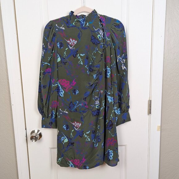 Tanya Taylor | Multicolor Floral Mock Neck Long Sleeve Dress Size 4 - Picture 1 of 12